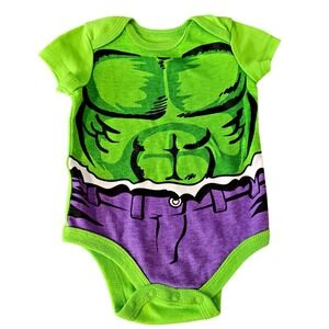 Baby Marvel Avenger Hulk Green Romper One Piece Costume‎ Bodysuit Newborn 0-3 M